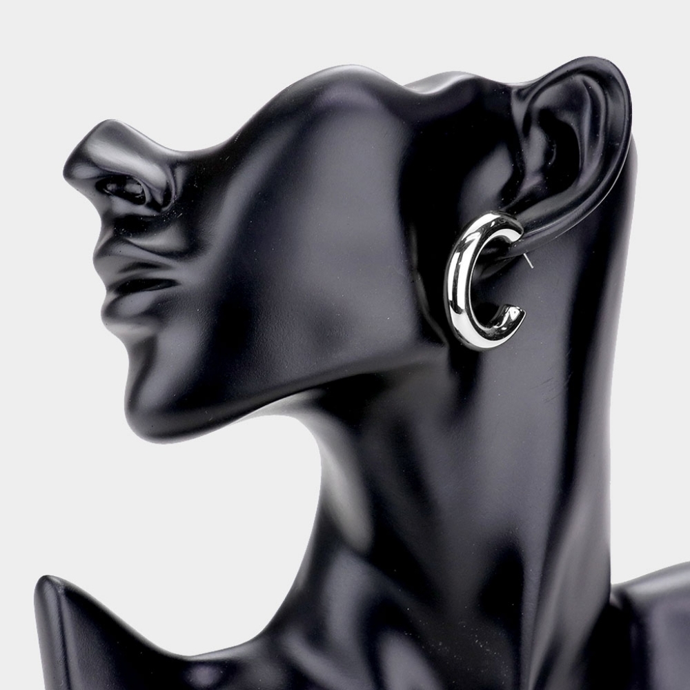 Silver Hoop Earrings 1.2" Bold Cute Casual Simple Jewelry Fashion Accessories